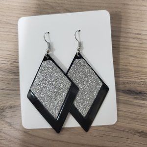 Silver and Black Diamond Earrings
